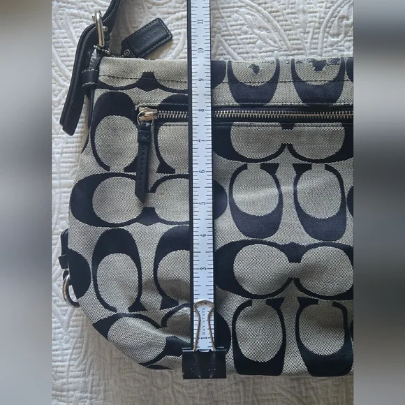 Coach Signature Canvas Shoulder Bag in Black and Gray - Picture 3 of 11